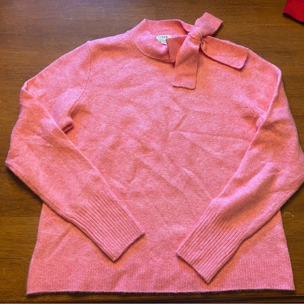 J. Crew Pink Romantic Bow-Neck Sweater